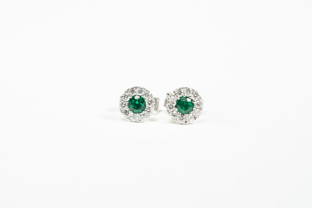 Green Silver Earrings